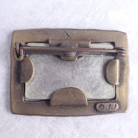 Vintage Jonette Jewelry Pin Girl & Boy Two Tone Metal Brooch 1.5" x 1" Signed JJ - Picture 2 of 7